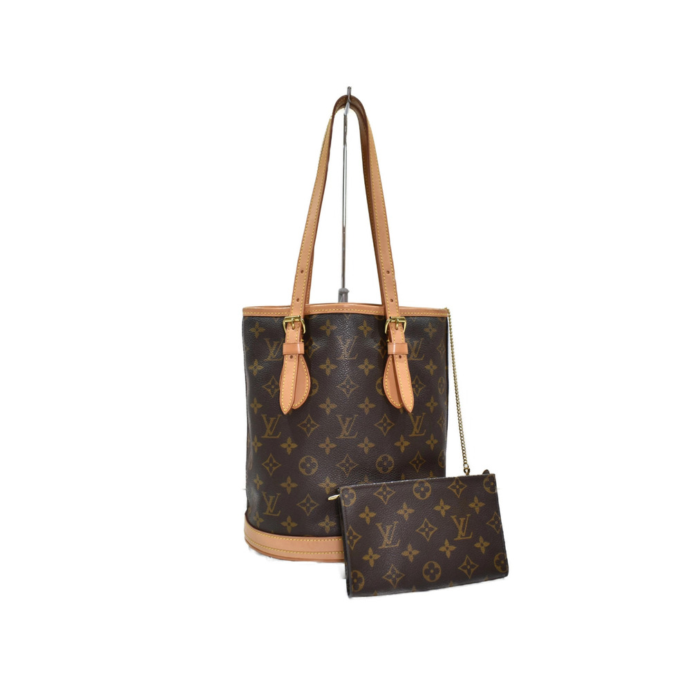 LOUIS VUITTON Bucket Tote Bag Shoulder Clutch Brown Monogram Canvas